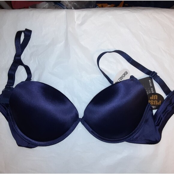 Youmita Shiny Navy 34B Push Up Plunge Bra NWT - Picture 2 of 11